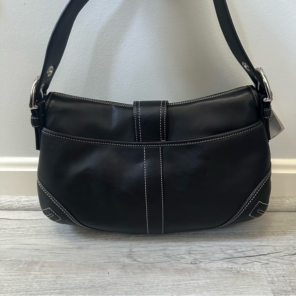 Coach Black Leather Shoulder Bag with Silver Accents, F10192 - Picture 4 of 9